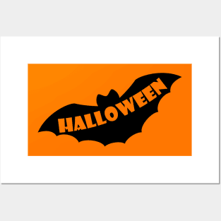 Halloween black bat silhouette Posters and Art